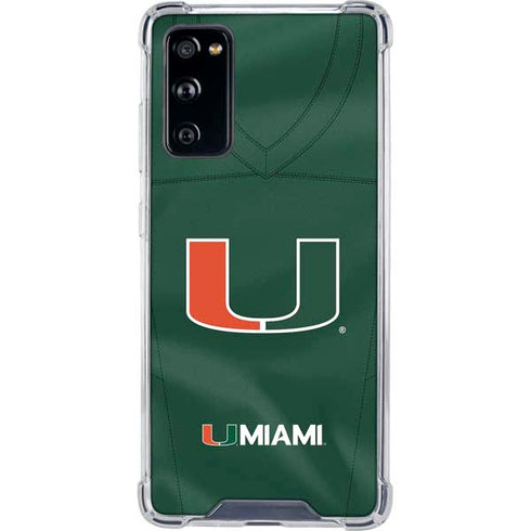 University of Miami Green Jersey Galaxy S20 FE Clear Case
